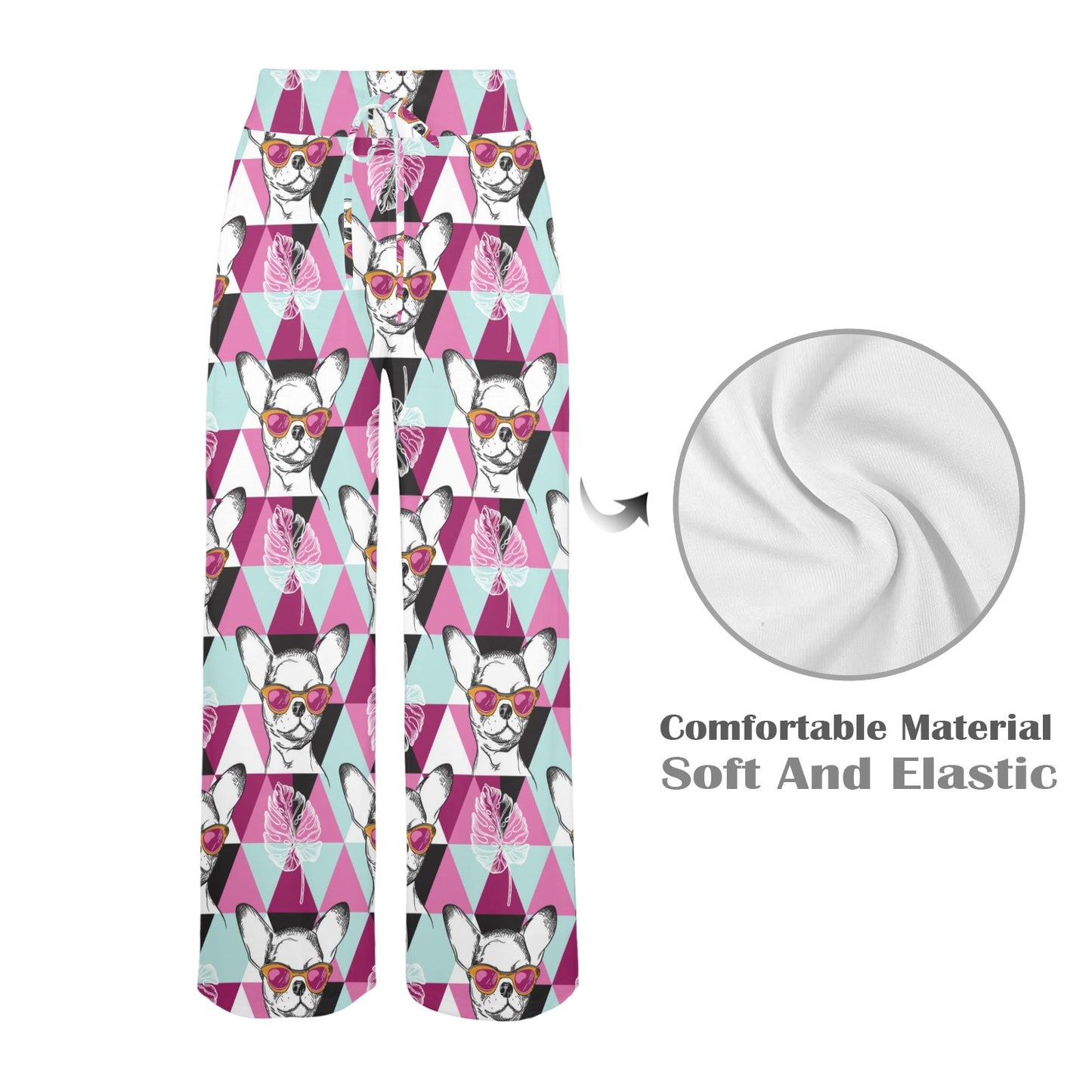 Chihuahua Cute Triangle Pattern Women's Wide Leg Lounge Pants