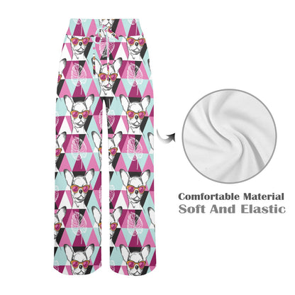 Chihuahua Cute Triangle Pattern Women's Wide Leg Lounge Pants