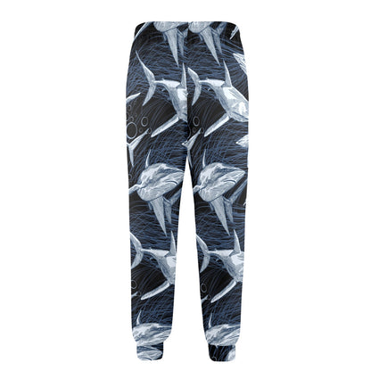 Shark Print Pattern Men's Casual Track Pants