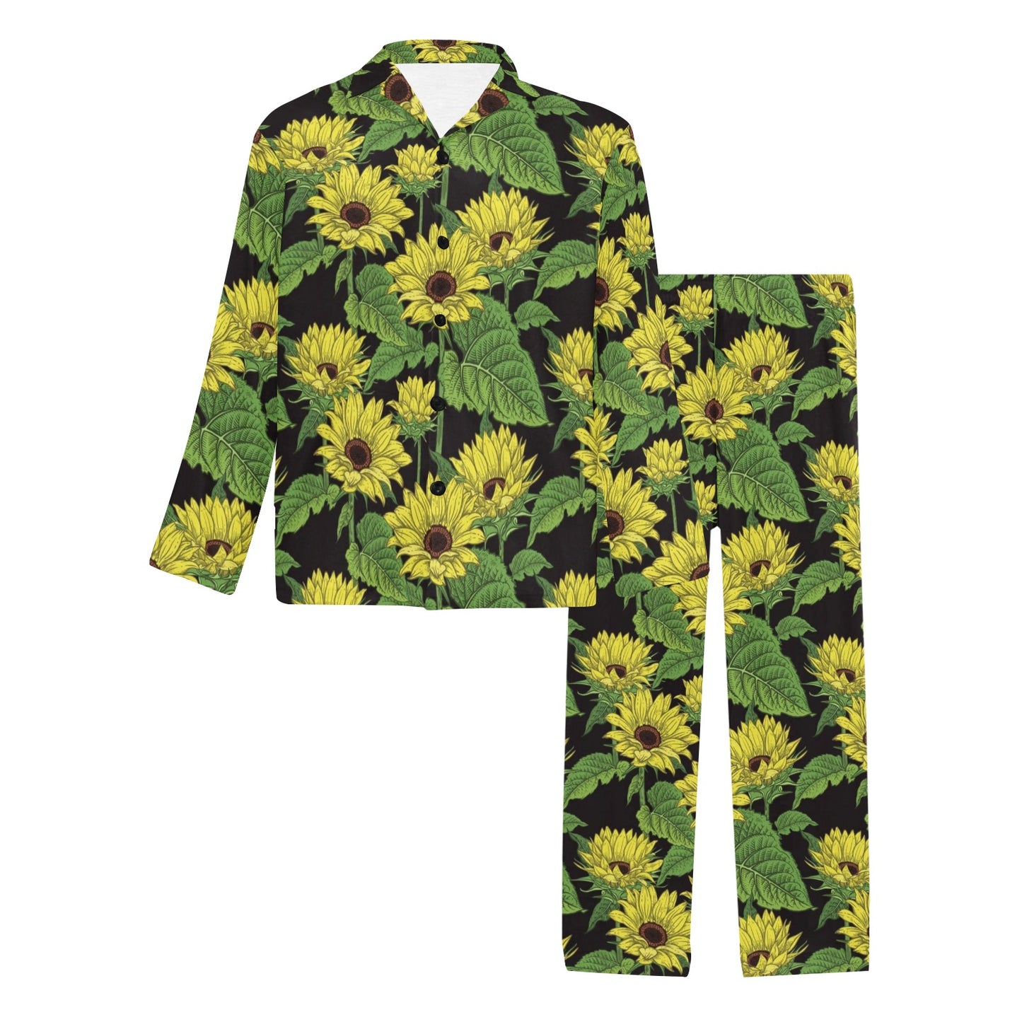 Sunflower Print Design LKS3010 Men's Long Pajama Set