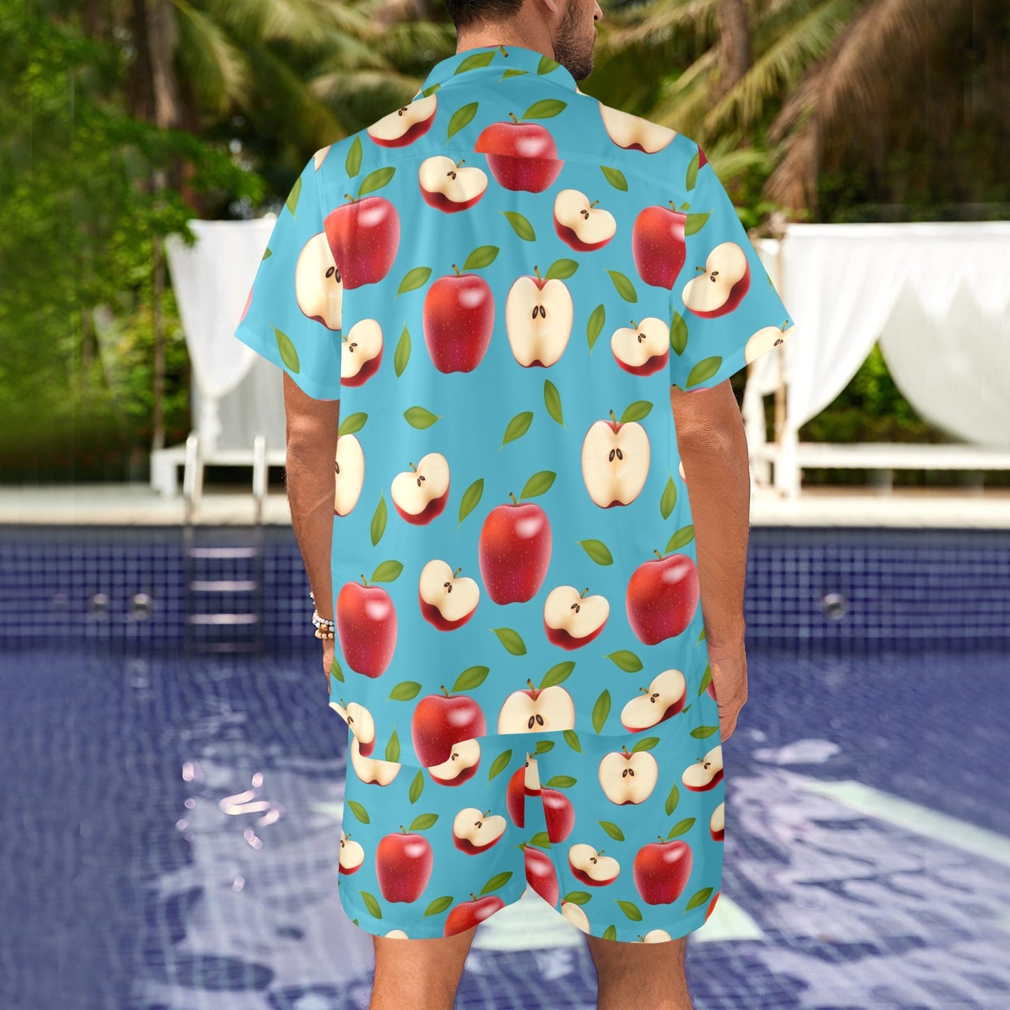 Apple Pattern Print Design AP012 Men's Beach Shirt and Shorts Set