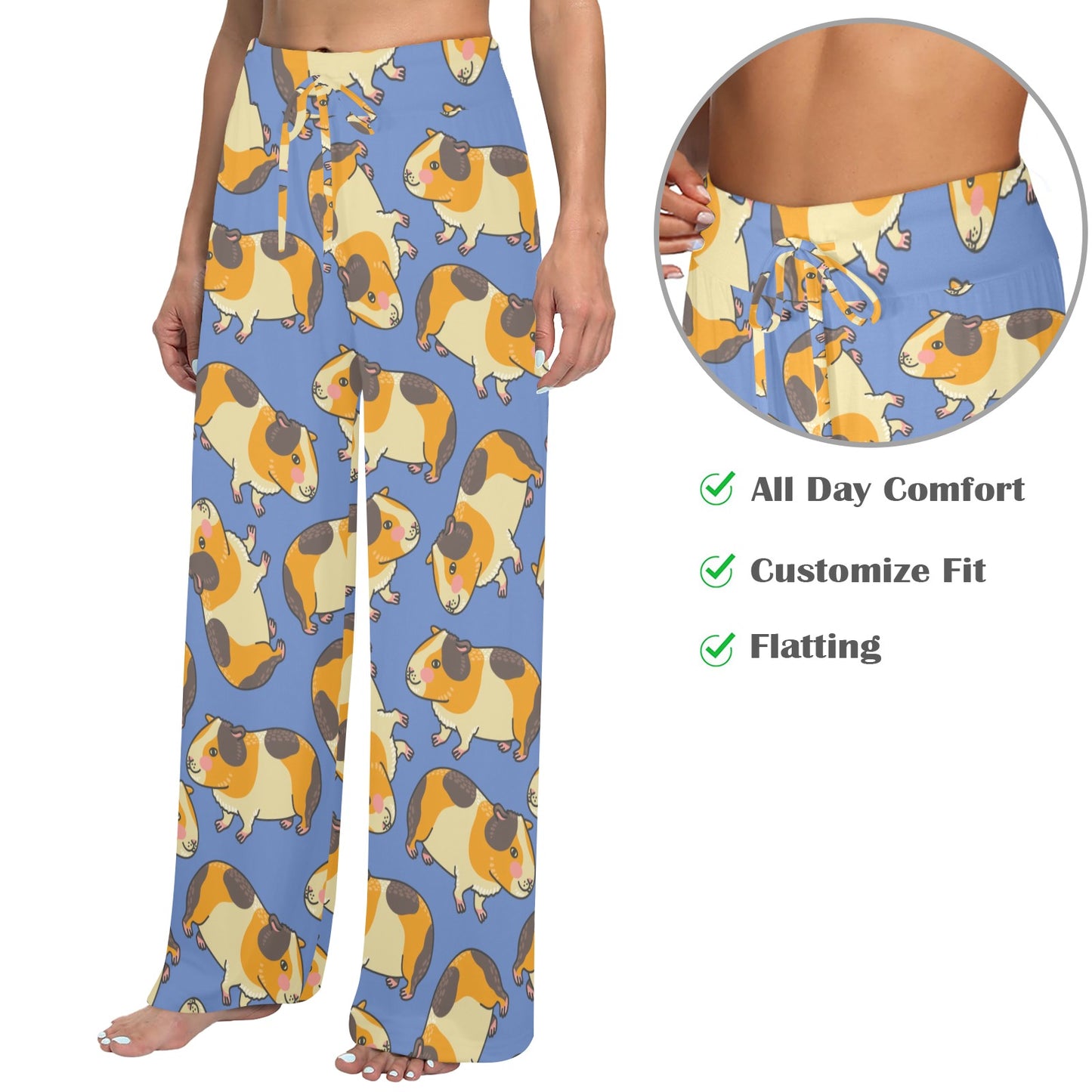 Guinea Pig Pattern Print Design 01 Women's Wide Leg Lounge Pants