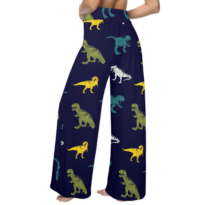 T Rex Pattern Print Design A07 Women's Wide Leg Lounge Pants