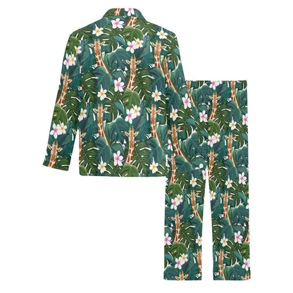 Giraffe Jungle Design Print Men's Long Pajama Set