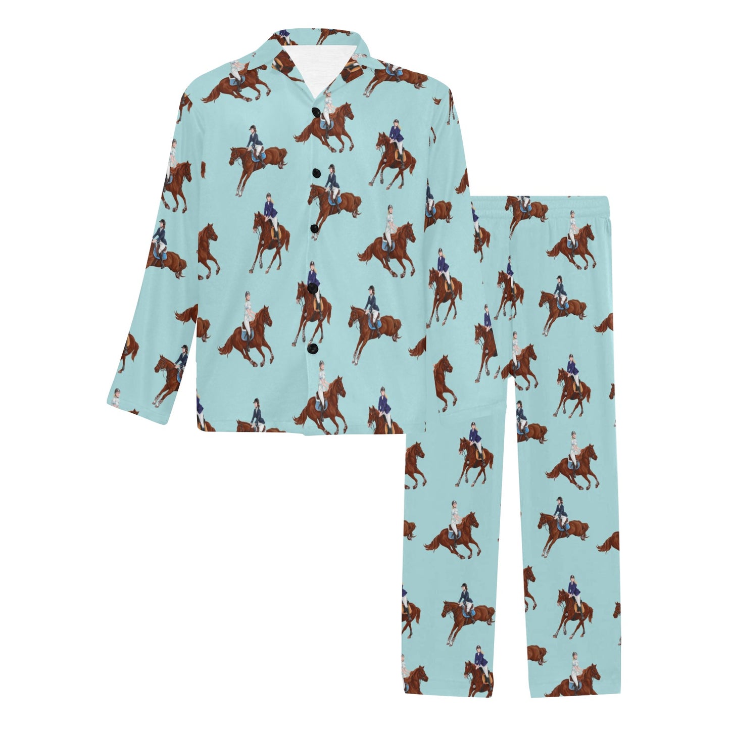 Equestrian Horse Riding Men's Long Pajama Set
