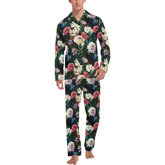 Summer Floral Print Design LKS303 Men's Long Pajama Set