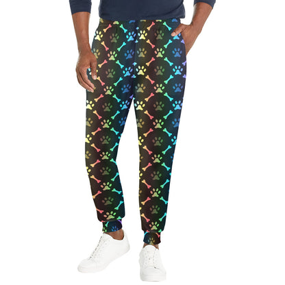 Paw Rainbow Pattern Print Design A01 Men's Casual Track Pants