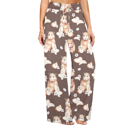 Hamster Pattern Print Design 03 Women's Wide Leg Lounge Pants