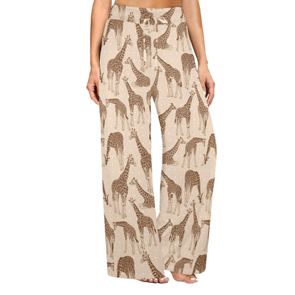 Giraffe Pattern Design Print Women's Wide Leg Lounge Pants