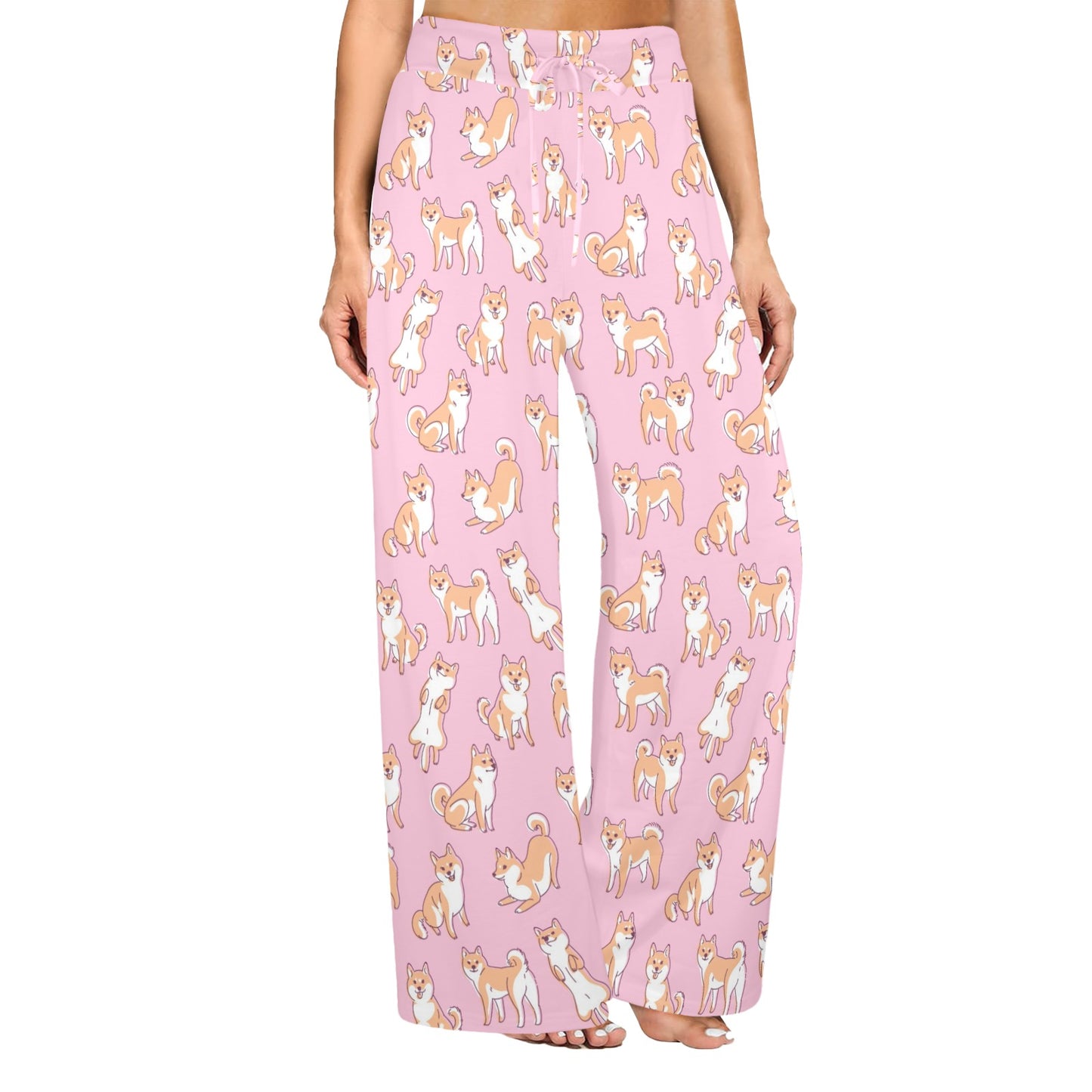 Shiba Inu Print Design LKS303 Women's Wide Leg Lounge Pants