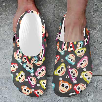 Monkey Head Design Themed Print Unisex Clogs Shoes