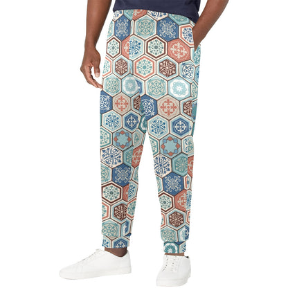 Hexagonal Design Print Pattern JJ0342 Men's Casual Track Pants