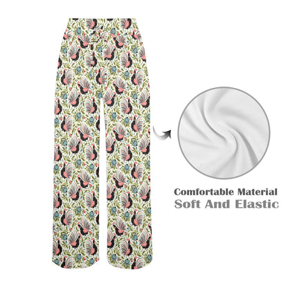 Rooster Print Design Women's Wide Leg Lounge Pants
