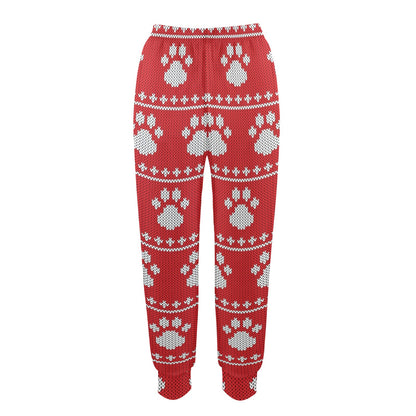 Knit Paw Pattern Print Design 03 Women's Casual Track Pants