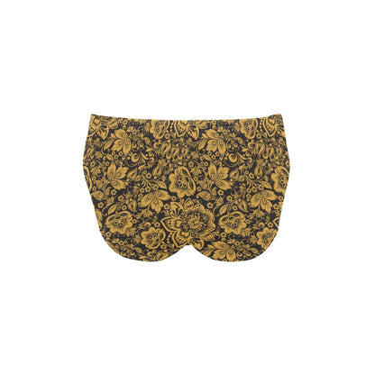 Brocade Gold Pattern Print Design 01 Men's Swimming Briefs