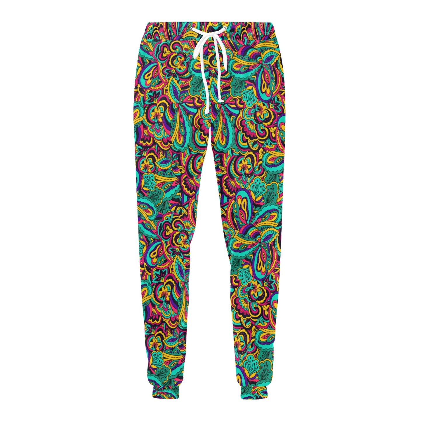 Psychedelic Trippy Floral Design Men's Sweatpants