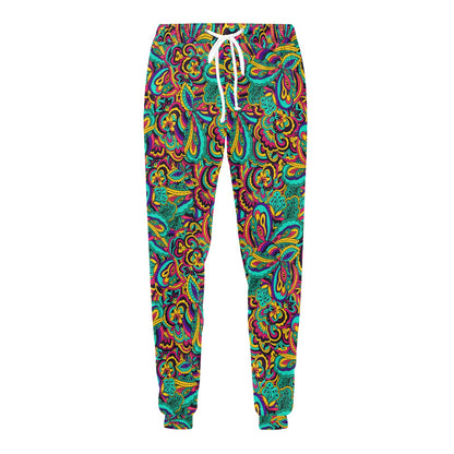 Psychedelic Trippy Floral Design Men's Sweatpants
