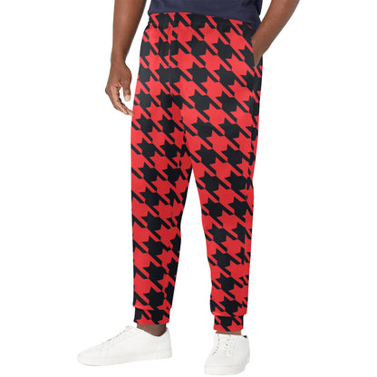 Houndstooth Red Pattern Print Design 03 Men's Casual Track Pants