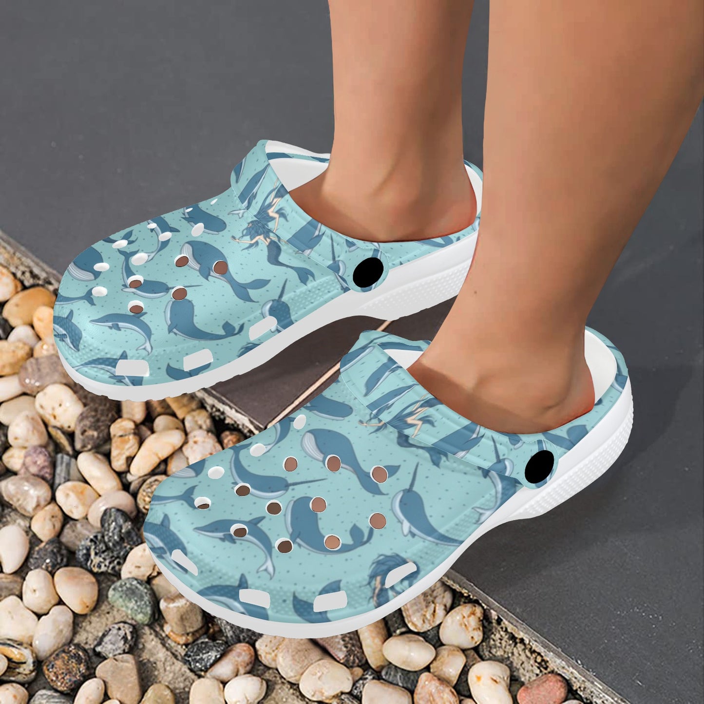Narwhal Themed Print Unisex Clogs Shoes