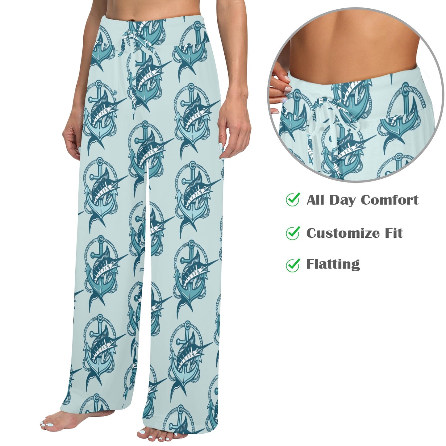 Swordfish Pattern Print Design 03 Women's Wide Leg Lounge Pants