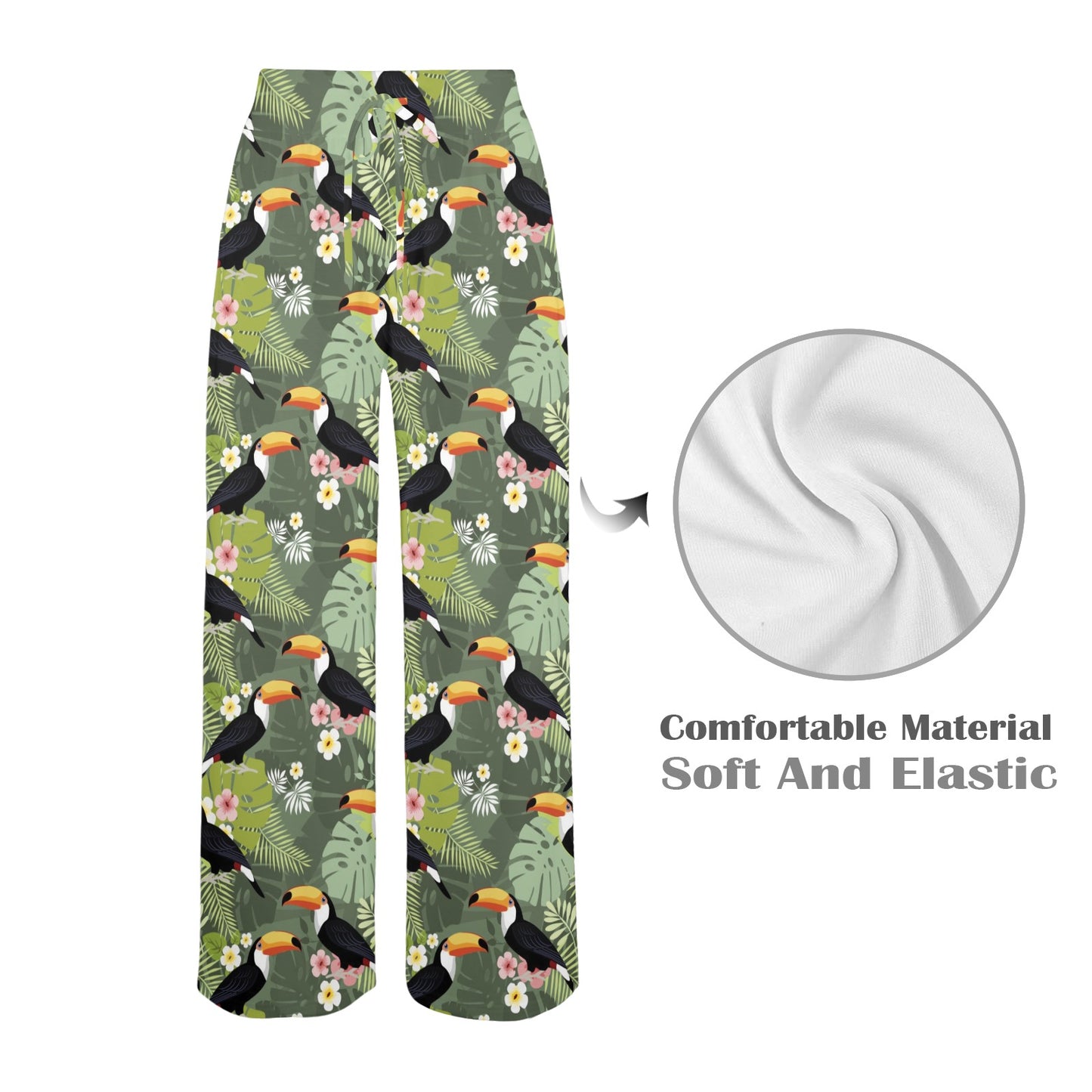 Toucan Print Design LKS304 Women's Wide Leg Lounge Pants