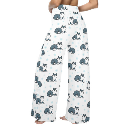 Alaskan Malamute Pattern Print Design 03 Women's Wide Leg Lounge Pants
