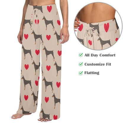 Doberman Pinschers Design Print Pattern JJ0113 Women's Wide Leg Lounge Pants