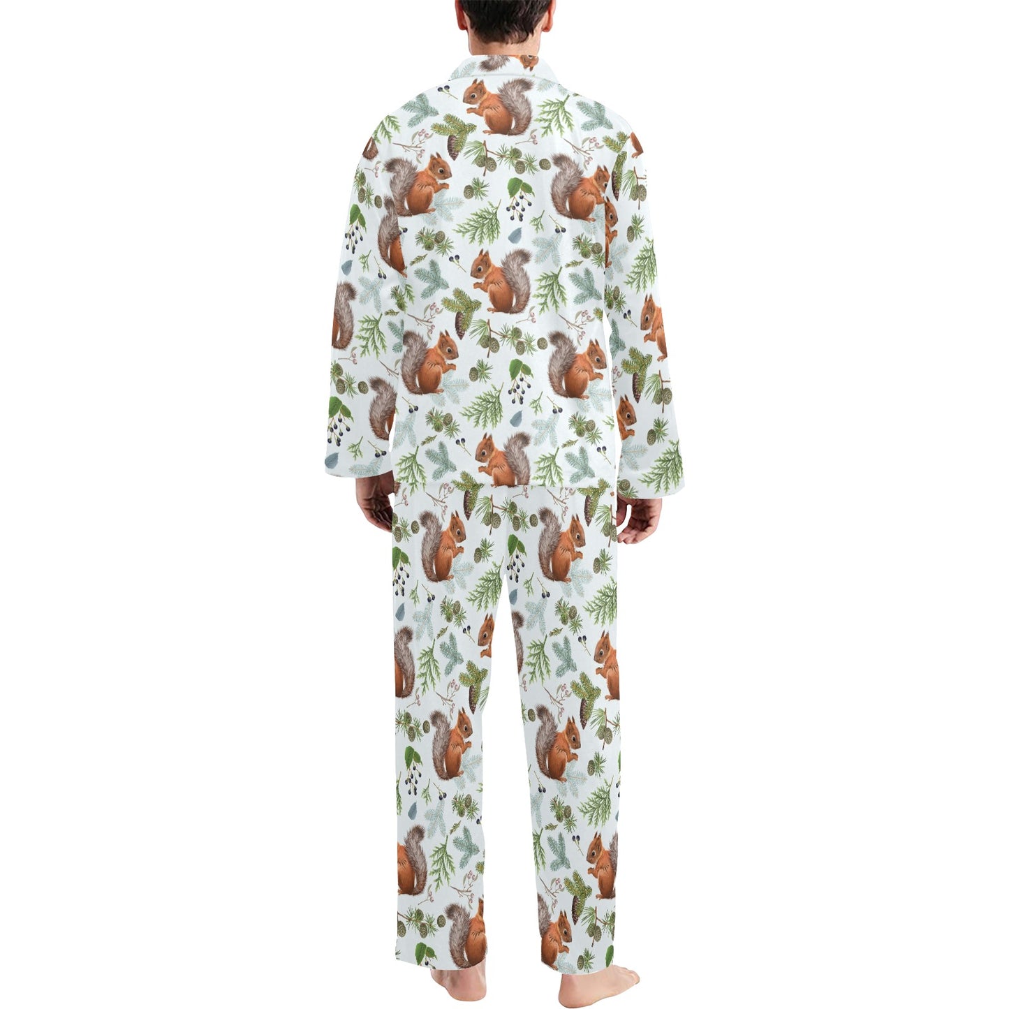 Squirrel Print Design LKS308 Men's Long Pajama Set