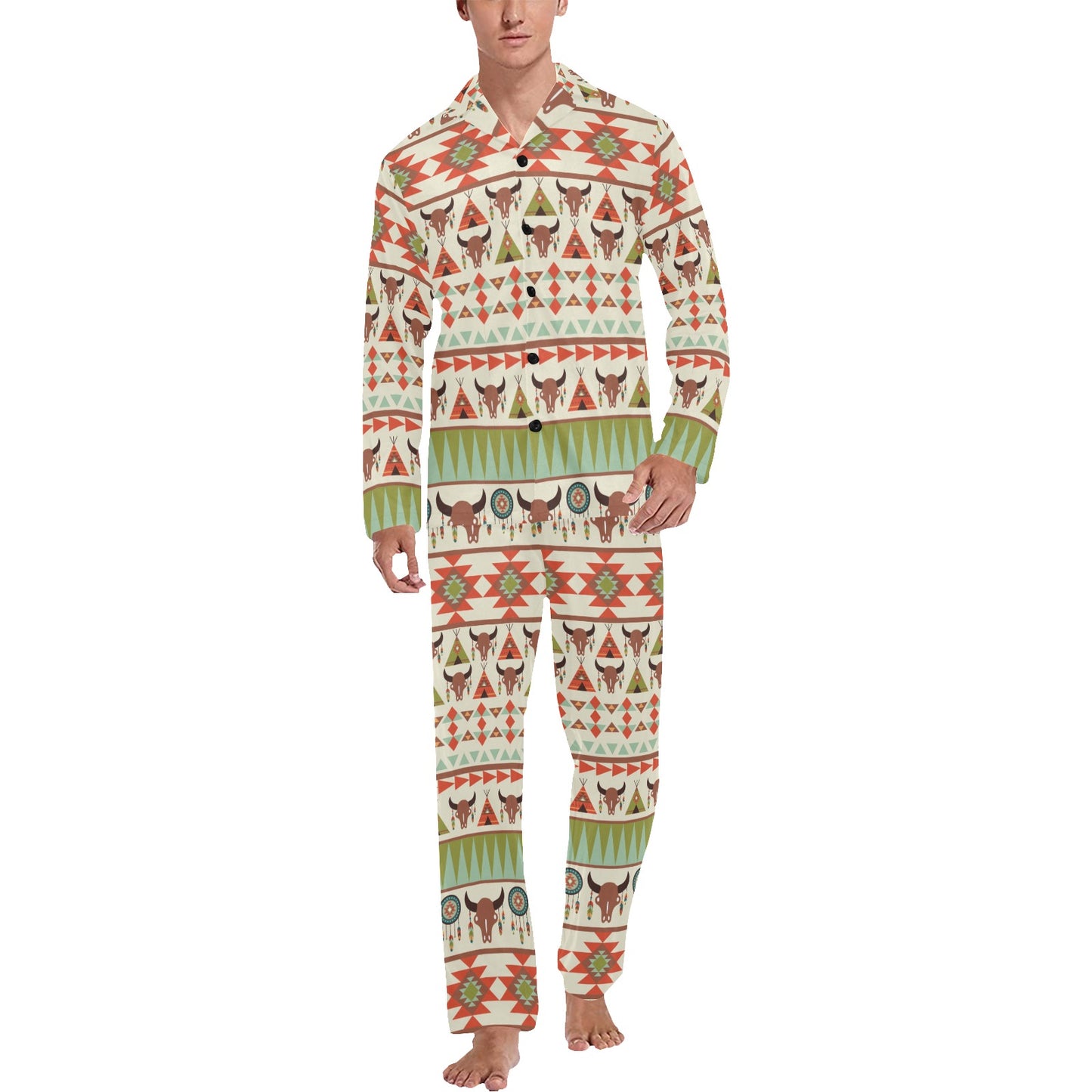 American indian Ethnic Pattern Men's Long Pajama Set