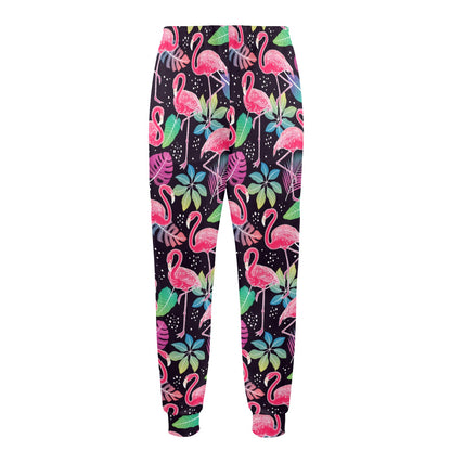 Flamingo Tropical leaves Neon Print Men's Casual Track Pants