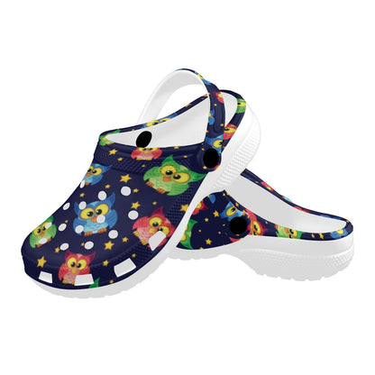 Owl with Star Themed Design Print Unisex Clogs Shoes