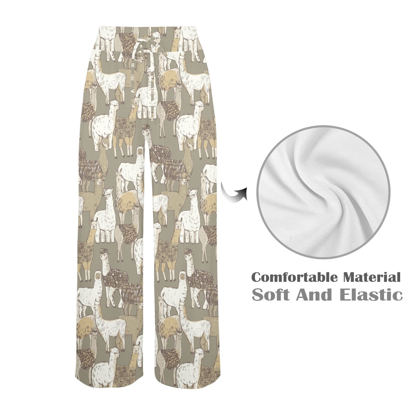 Alpaca Pattern Print Design 01 Women's Wide Leg Lounge Pants