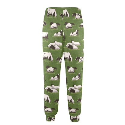 Cow on Grass Print Pattern Men's Casual Track Pants