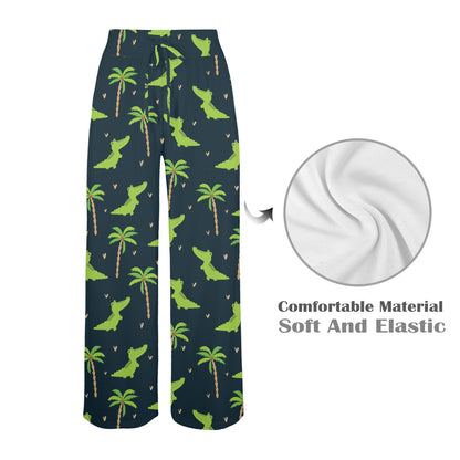 Alligator Pattern Print Design 02 Women's Wide Leg Lounge Pants