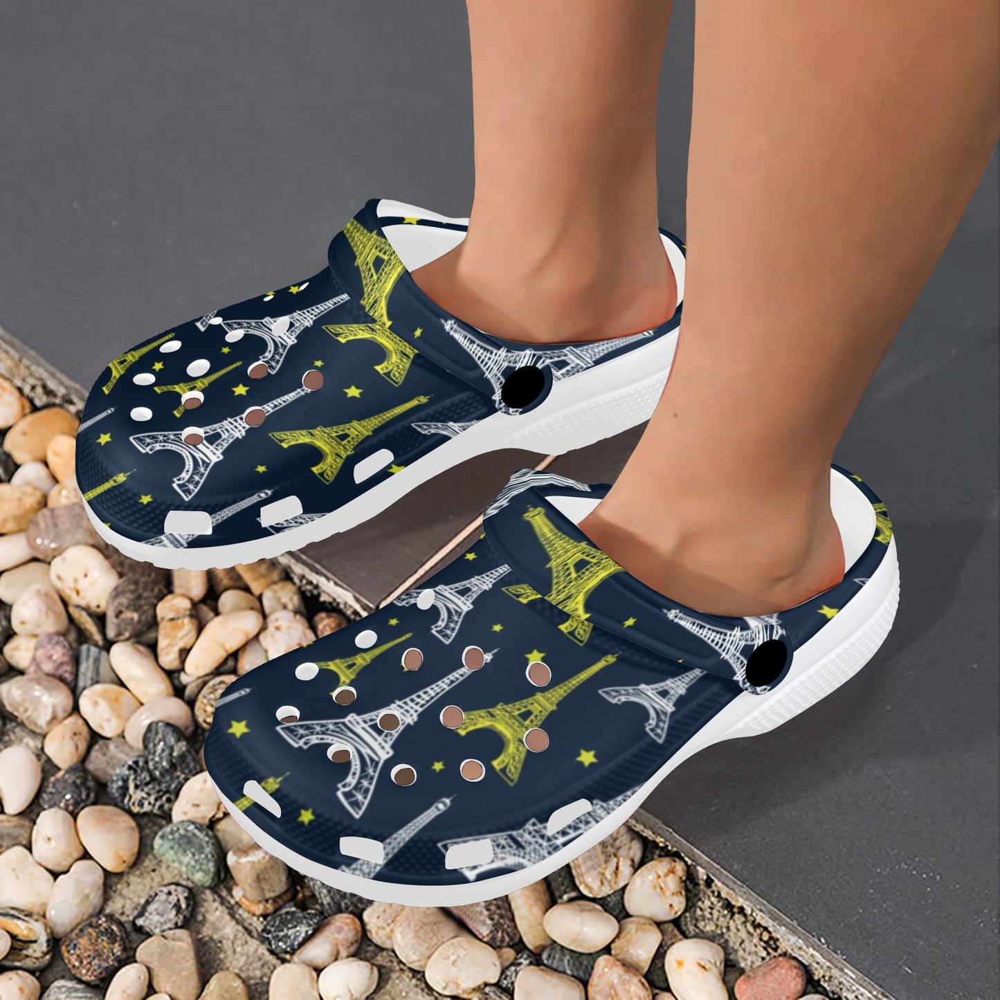 Eiffel Tower Star Print Unisex Clogs Shoes
