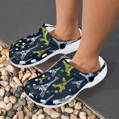 Eiffel Tower Star Print Unisex Clogs Shoes