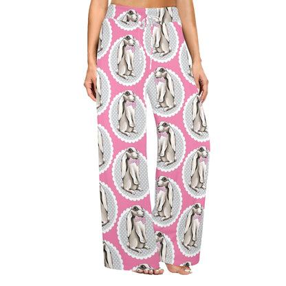 Rabbit Pattern Print Design RB019 Women's Wide Leg Lounge Pants