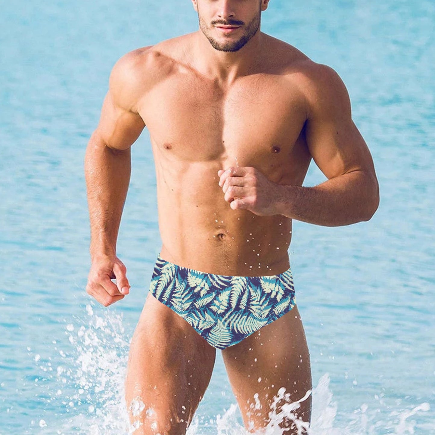 Fern Leave Summer Print Pattern Men's Swimming Briefs