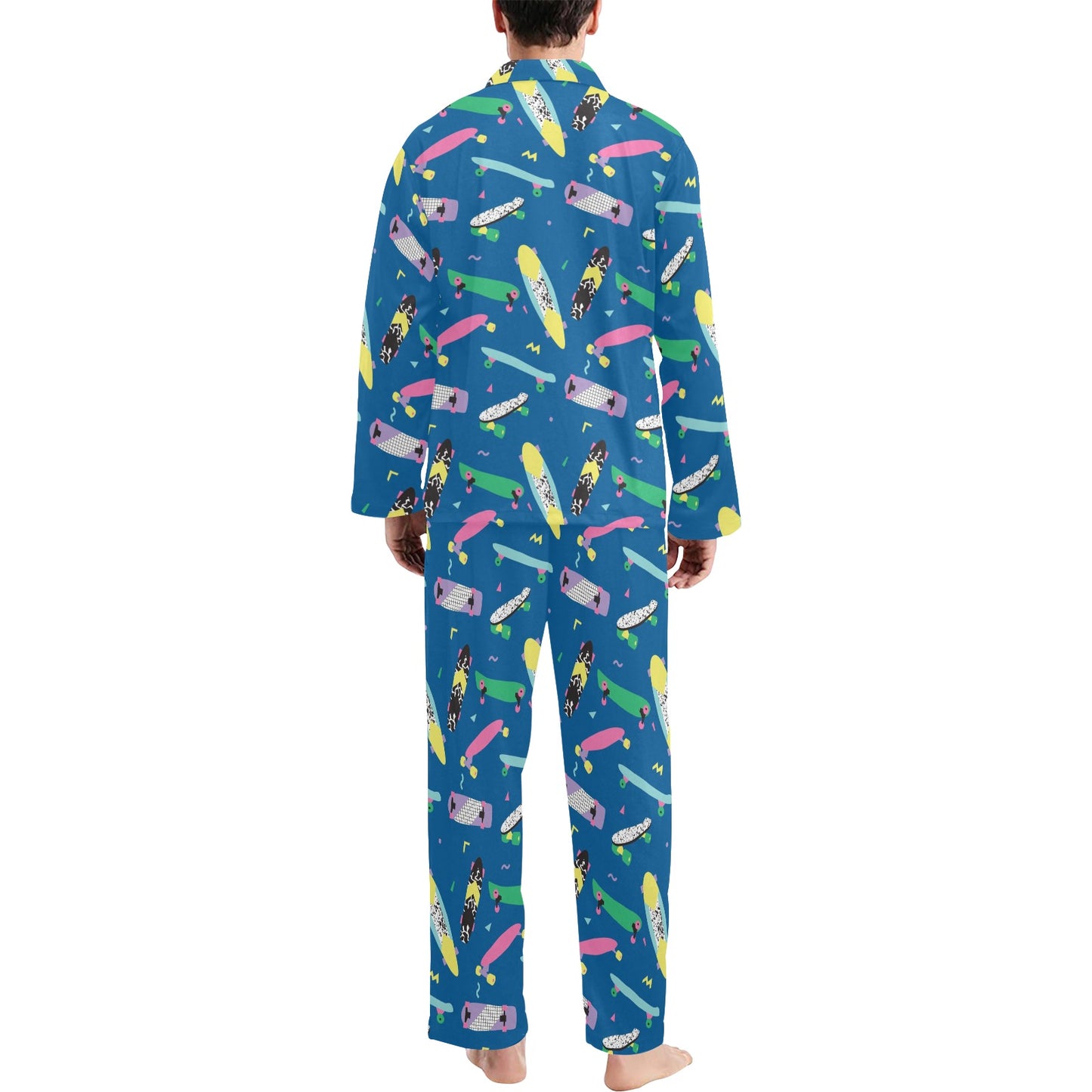 Skateboard Print Design LKS302 Men's Long Pajama Set