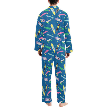Skateboard Print Design LKS302 Men's Long Pajama Set