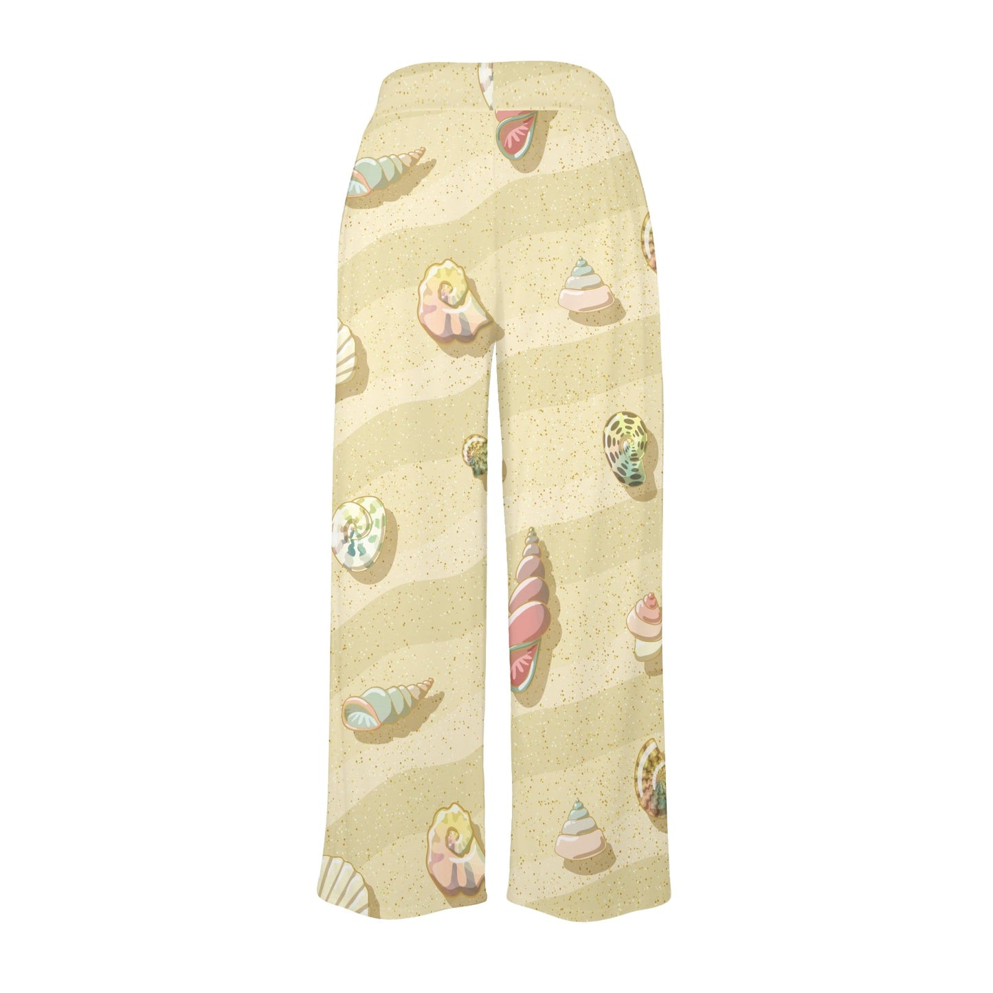 Beach with Seashell Theme Women's Wide Leg Lounge Pants