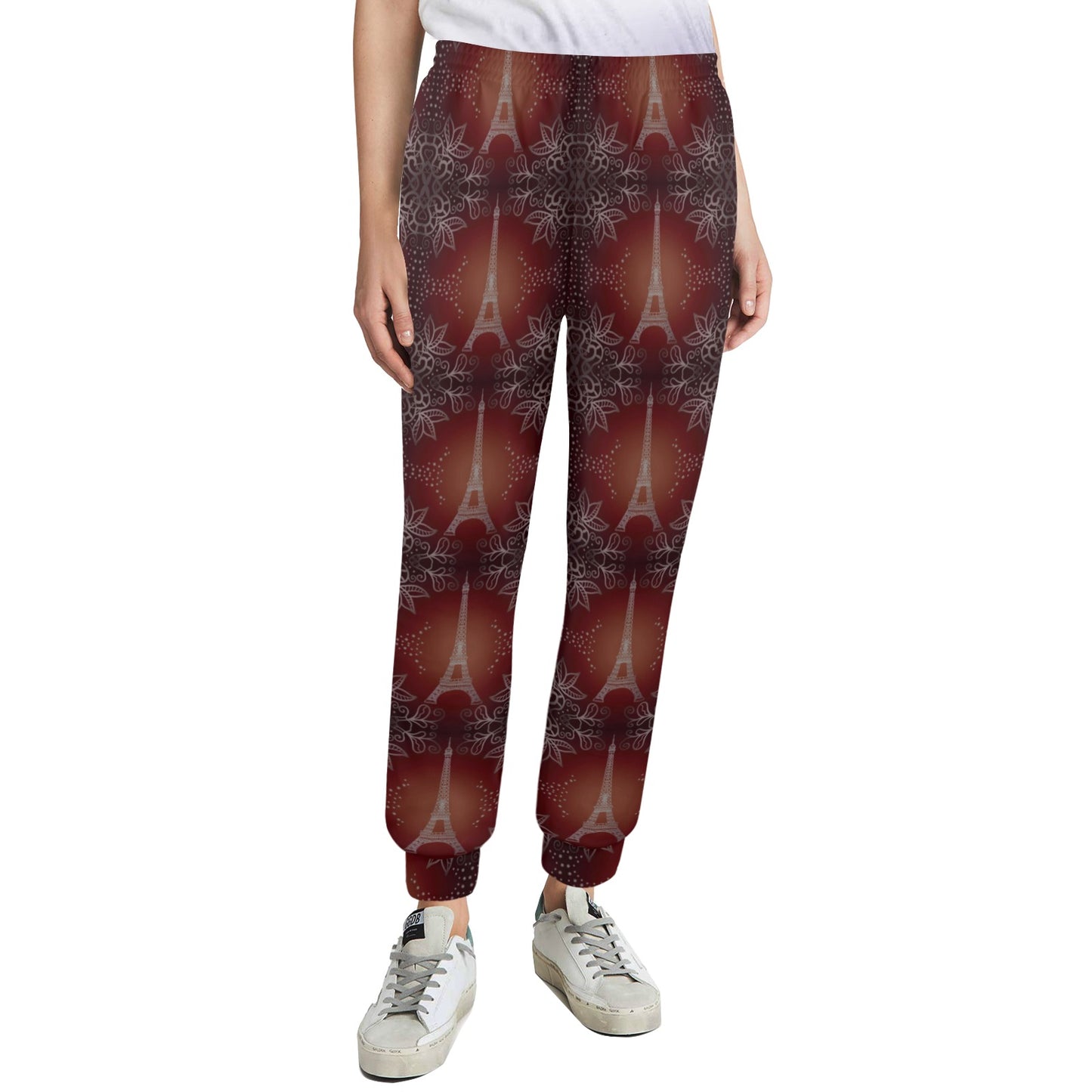 Eiffel Tower Drawing Print Women's Casual Track Pants