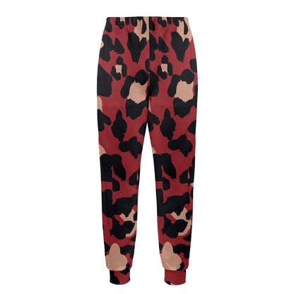 Cheetah Red Print Pattern Men's Casual Track Pants