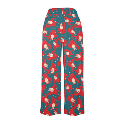 Chimpanzee Pattern Print Design 04 Women's Wide Leg Lounge Pants