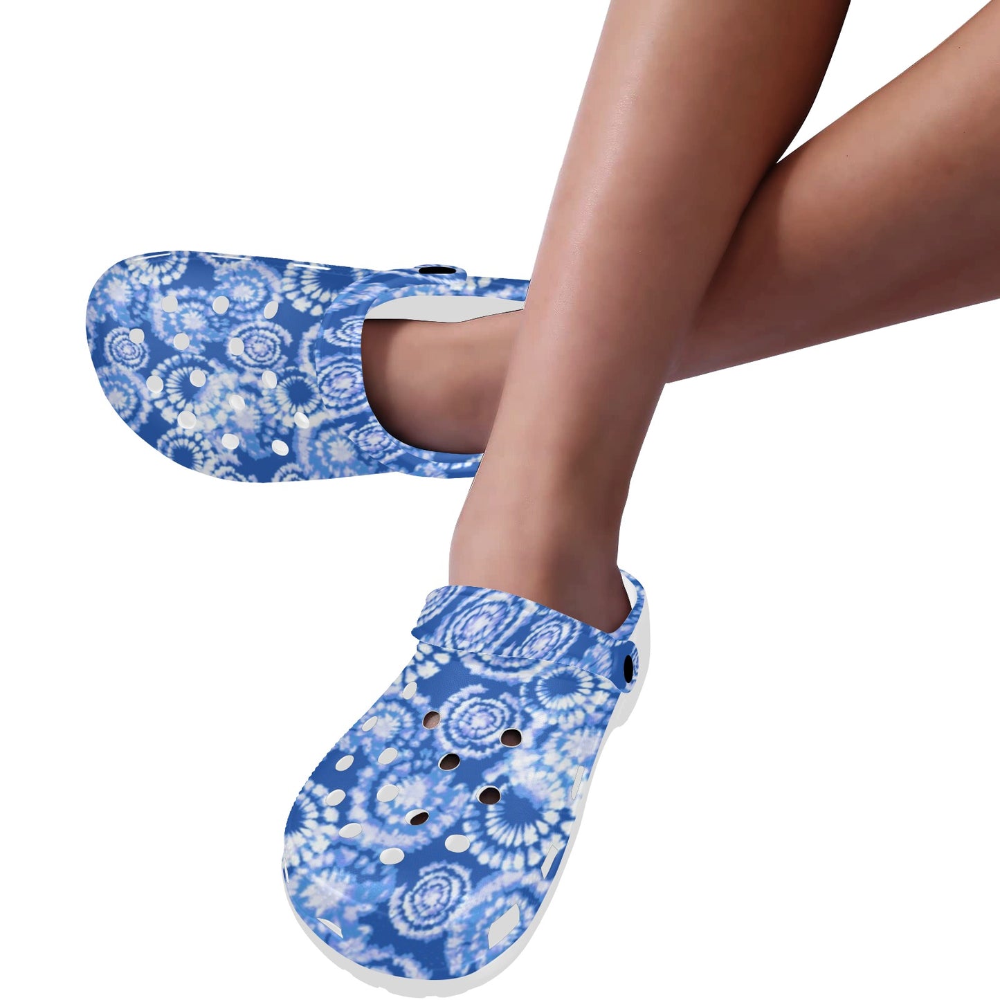 Tie Dye Blue Design Print Unisex Clogs Shoes