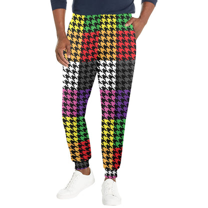 Houndstooth Colorful Pattern Print Design 01 Men's Casual Track Pants