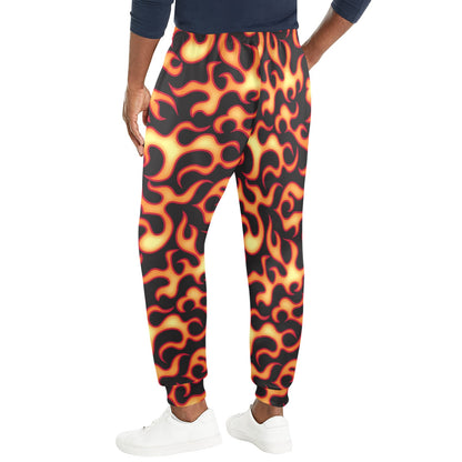 Flame Fire Themed Print Men's Casual Track Pants