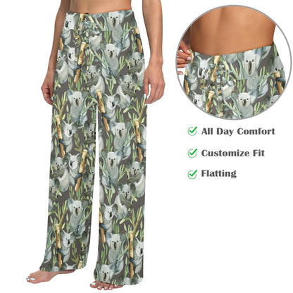 Koala Pattern Design Print Women's Wide Leg Lounge Pants
