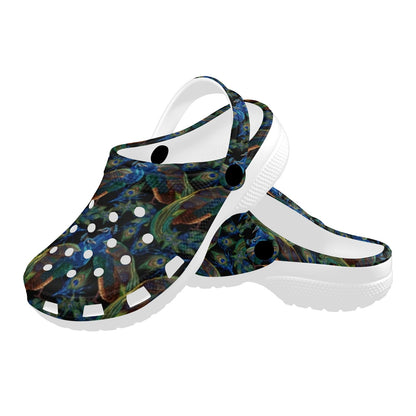 Peacock Themed Design Print Unisex Clogs Shoes