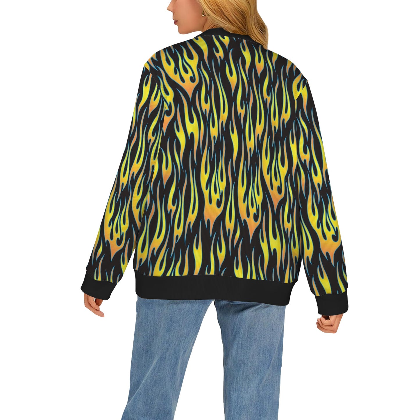 Flame Fire Yellow Pattern Women's Cardigan